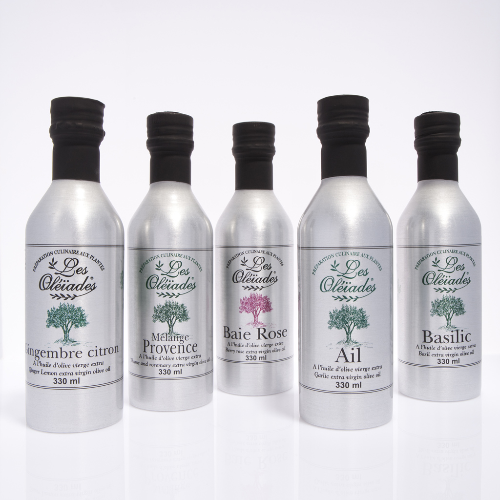 Packshots Les Oleïades, huiles d'olives parfumées